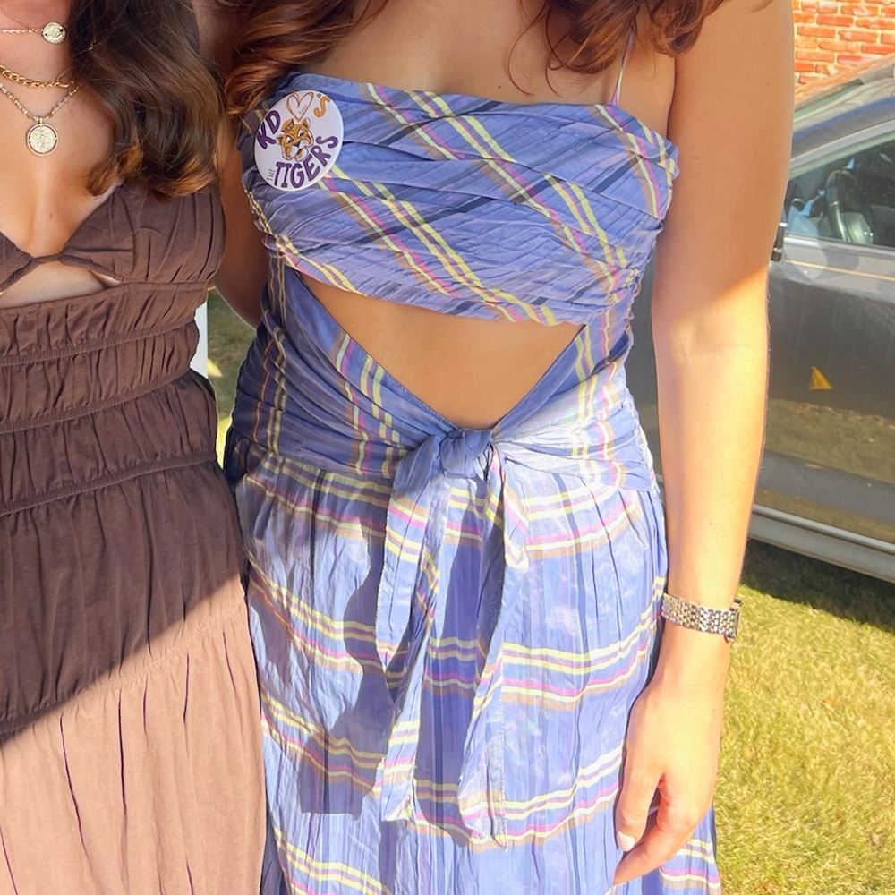 Cinq à Sept Purple Plaid Louise Midi Dress